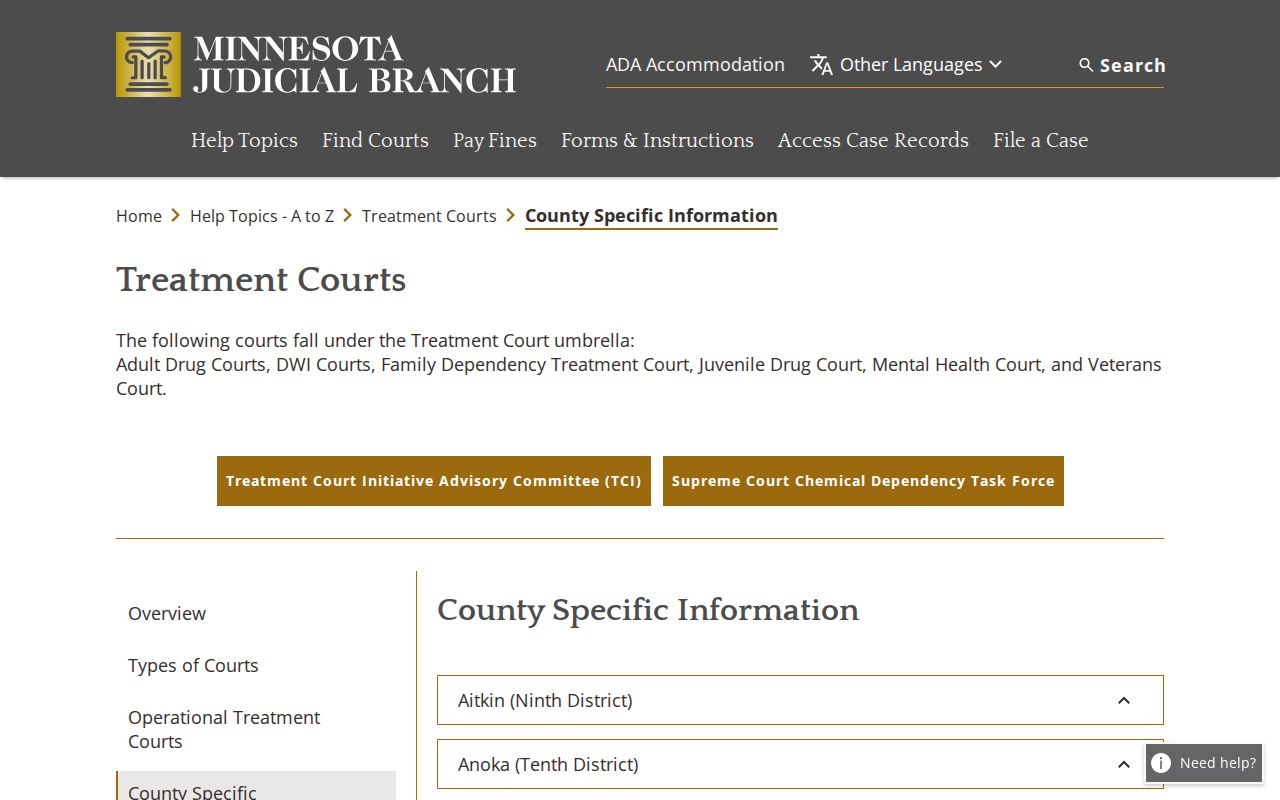 Itasca County court calendar treatment court listing