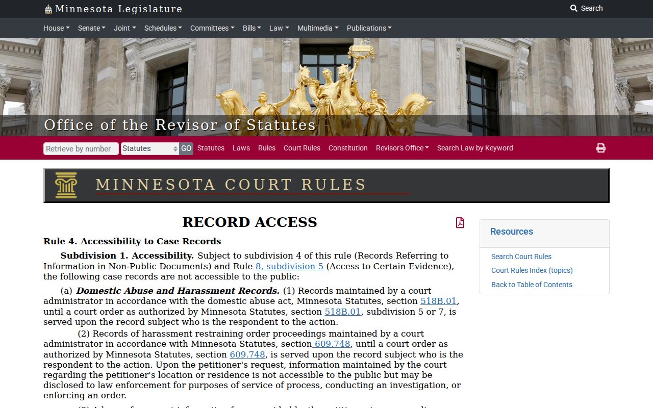 Itasca civil docket public access Rule 4 reference