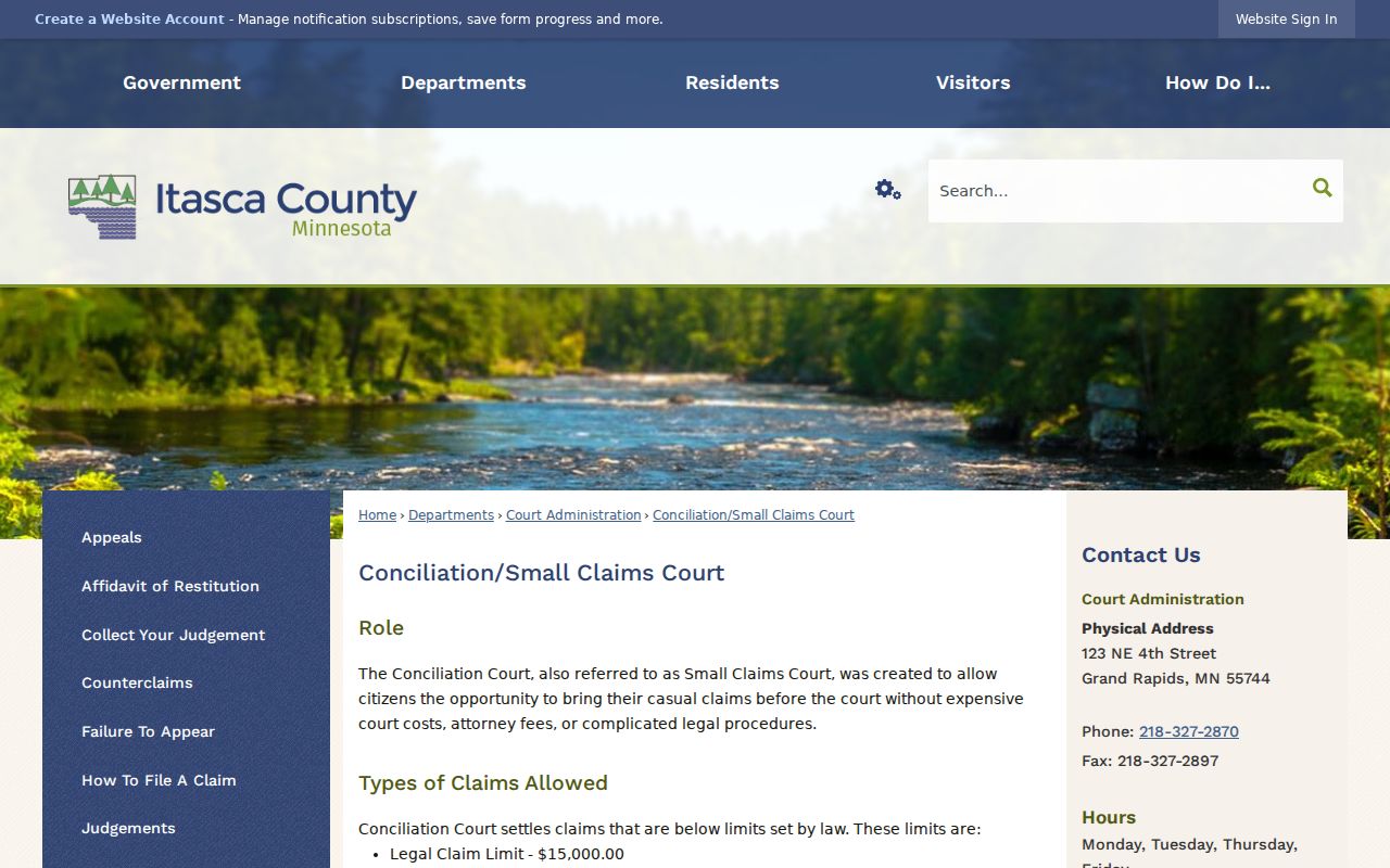 Itasca civil docket conciliation and small claims reference