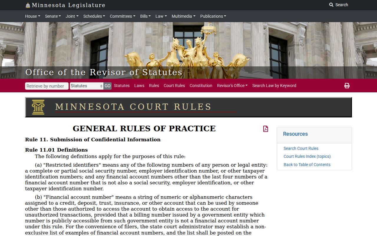 Itasca civil docket restricted identifiers Rule 11 reference
