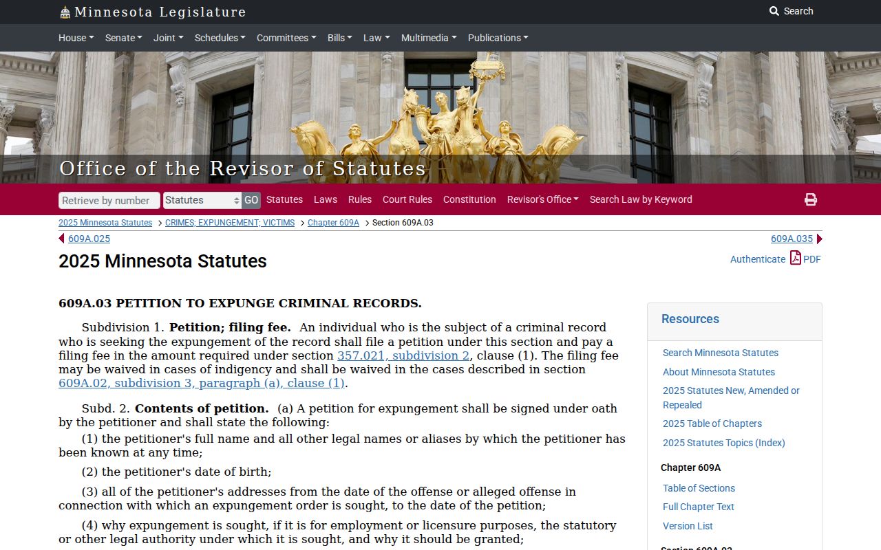 Itasca criminal docket expungement statute reference