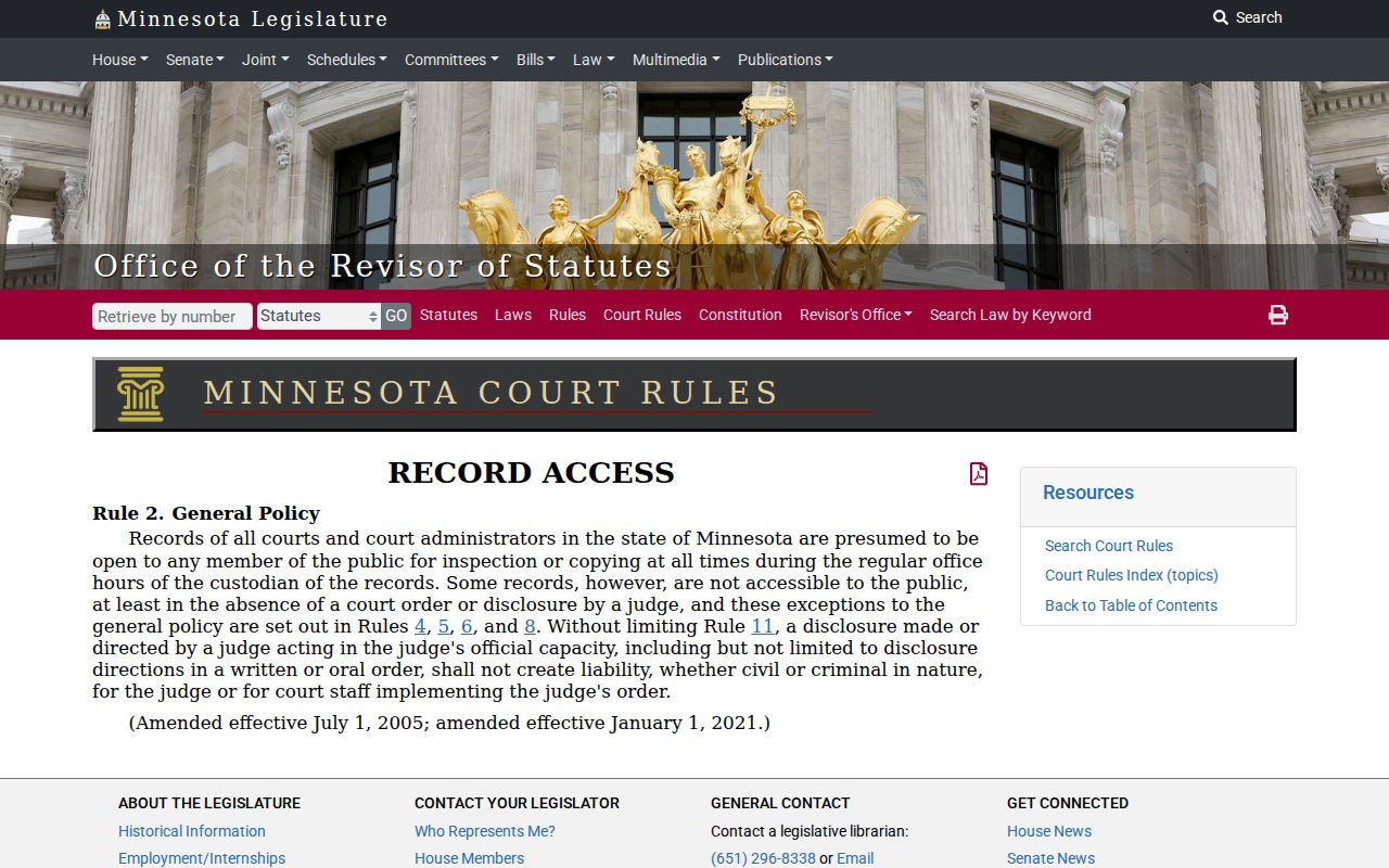 Itasca County traffic court records Minnesota public access rule
