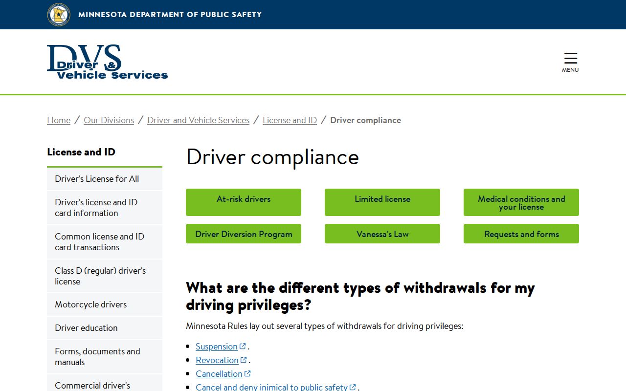 Itasca County traffic court records separate DVS driver compliance source